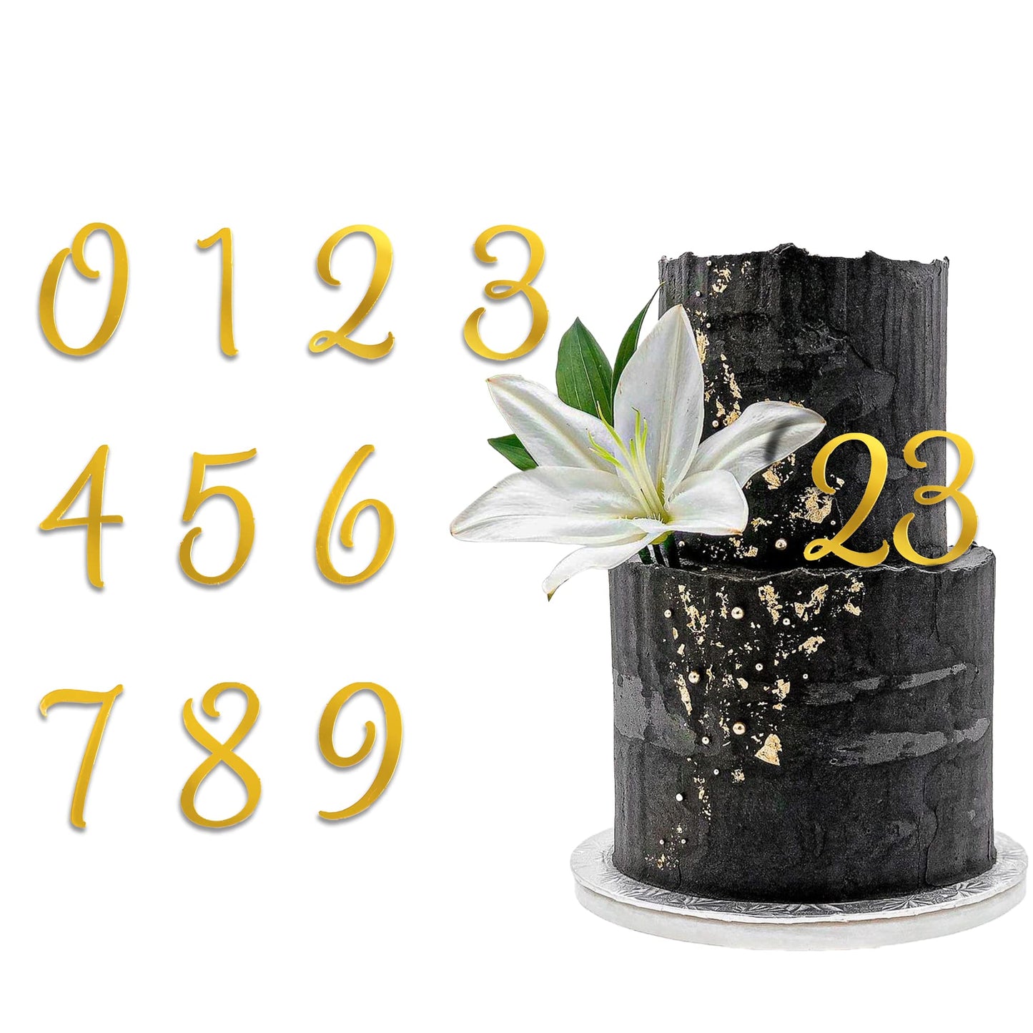 Acrylic Number Cake Topper Diy Cupcake Toppers With 0-9 Numbers Mirrored Gold Picks For Wedding Cake Decorations Happy Birthday