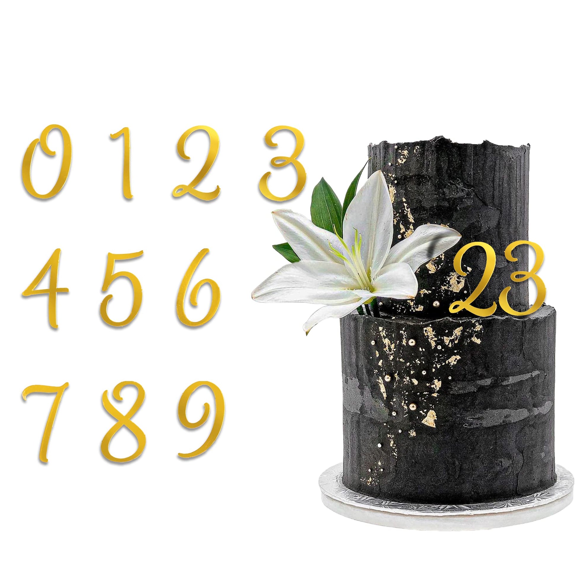 Acrylic Number Cake Topper Diy Cupcake Toppers With 0-9 Numbers Mirrored Gold Picks For Wedding Cake Decorations Happy Birthday