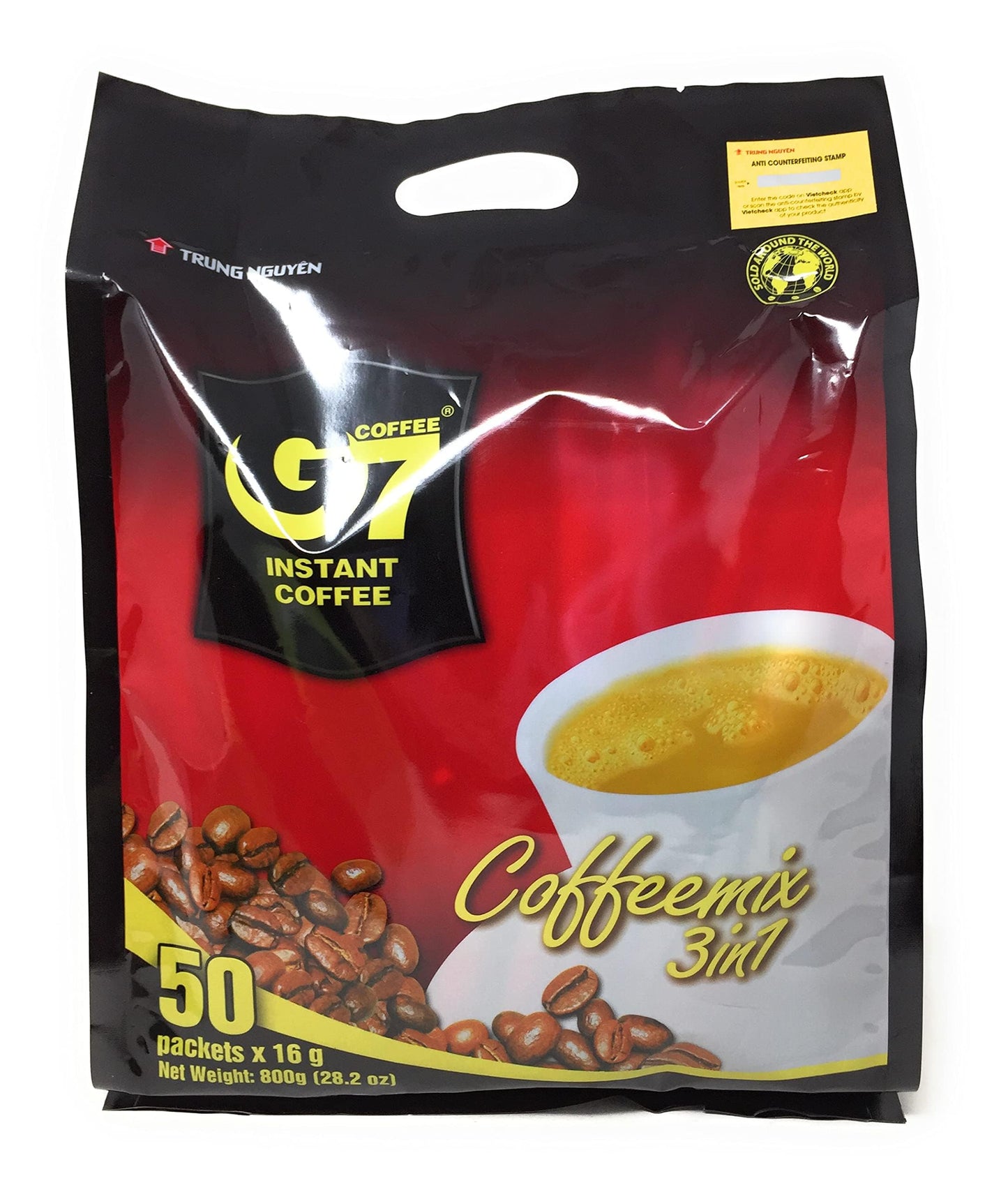 Trung Nguyen - G7 3 In 1 Instant Coffee - 50 Sachets | Roasted Ground Coffee Blend With Creamer And Sugar, Suitable For Most Cof