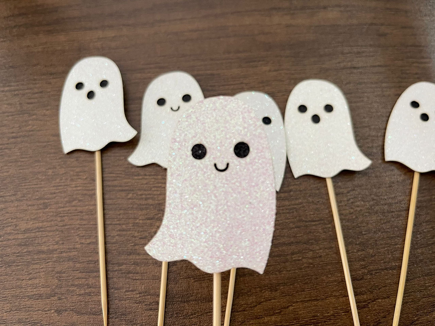 White Glitter Halloween Ghost Cupcake Toppers Baby Ghost Cupcake Toppers Halloween Baby Shower Cupcake Toppers For Halloween Gho
