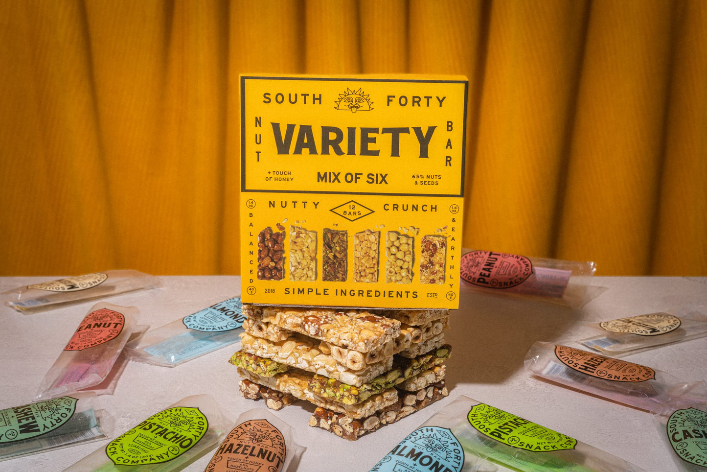 SOUTH FORTY SNACKS Crunchy Nut Bars Variety Pack, Touch of Honey, 12 Count (40g Bars)