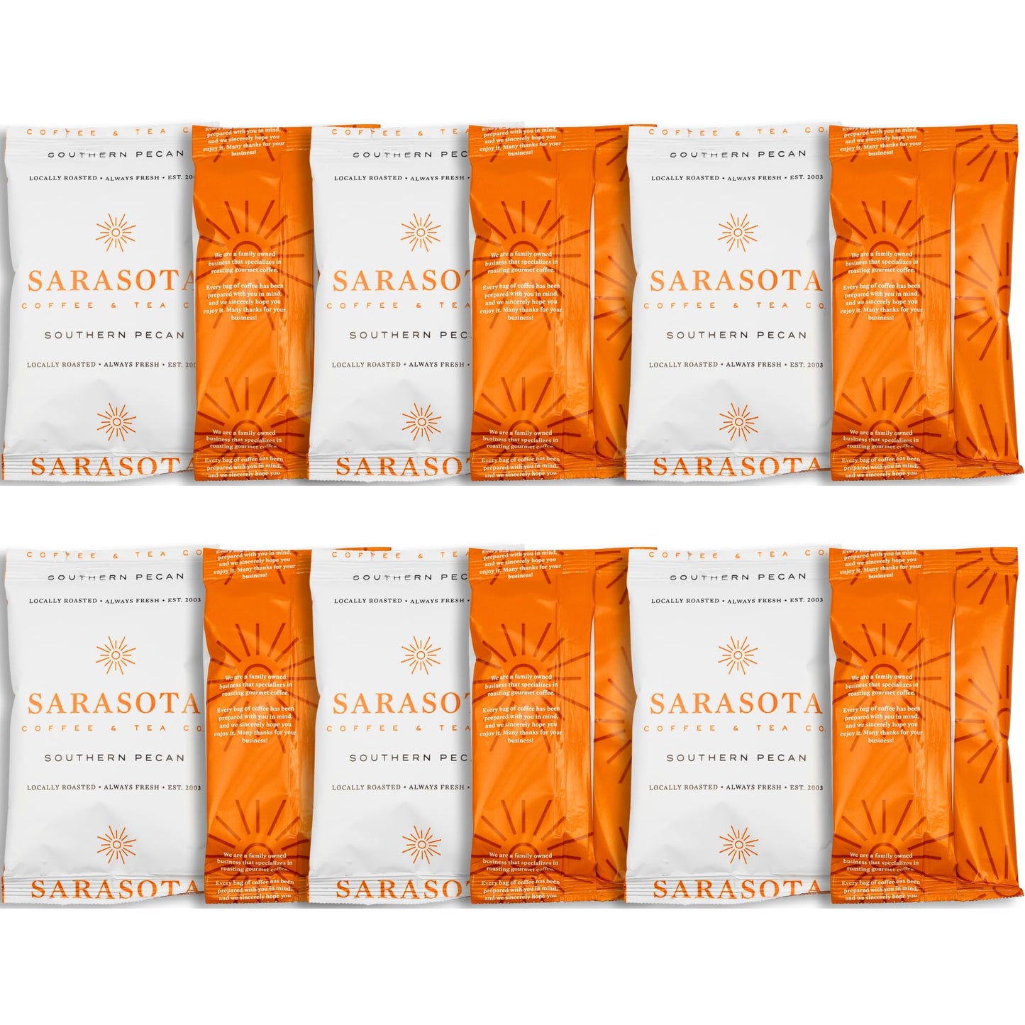 Sarasota Coffee Ground Packets | Gourmet Flavored Medium Roast Grounds Packs | Southern Texas Butter Pecan | Low Acid Mold Free 