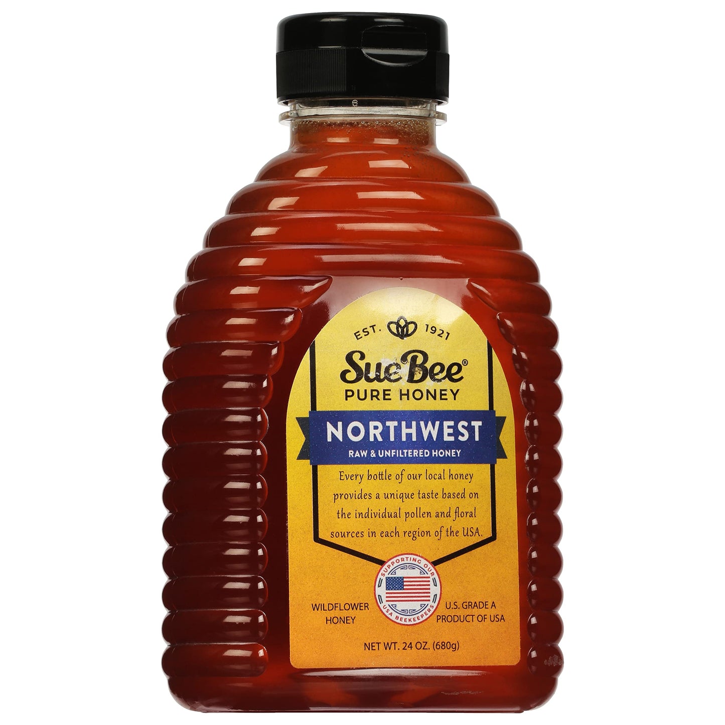 Sue Bee Honey Regional Northwest Usa Honey, Strained, Unfiltered Beekeeper-Owned Co-Op Honey, 24-Ounce