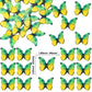 Ephlyn 48Pcs Edible 3D Butterfly Cupcake Toppers, Paper, 1.7in, Yellow Green, Baby Shower, Birthday Party Decorations
