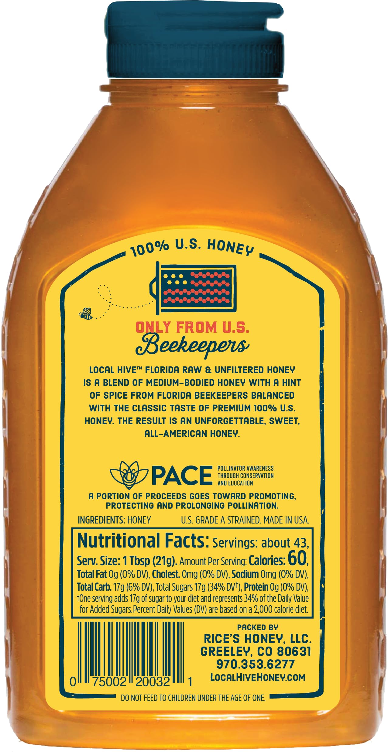 Local Hive Florida Raw Unfiltered Honey 32Oz. 100% Us Honey Sourced From American Bees And Beekeepers.