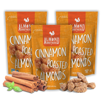 Almond Brothers Roasted Almonds - Hand Crafted Cinnamon Glazed, Gluten-Free, Non-GMO, 5oz (3 Pack)