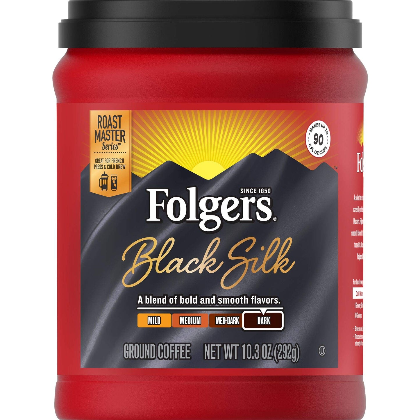 Folgers Black Silk Dark Roast Ground Coffee, 10.3 Ounces, Pack of 1