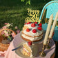 YCTHUNFISH Happy 50th Birthday Cake Topper, Glitter Heart & Star Design, Gold, Bamboo Material