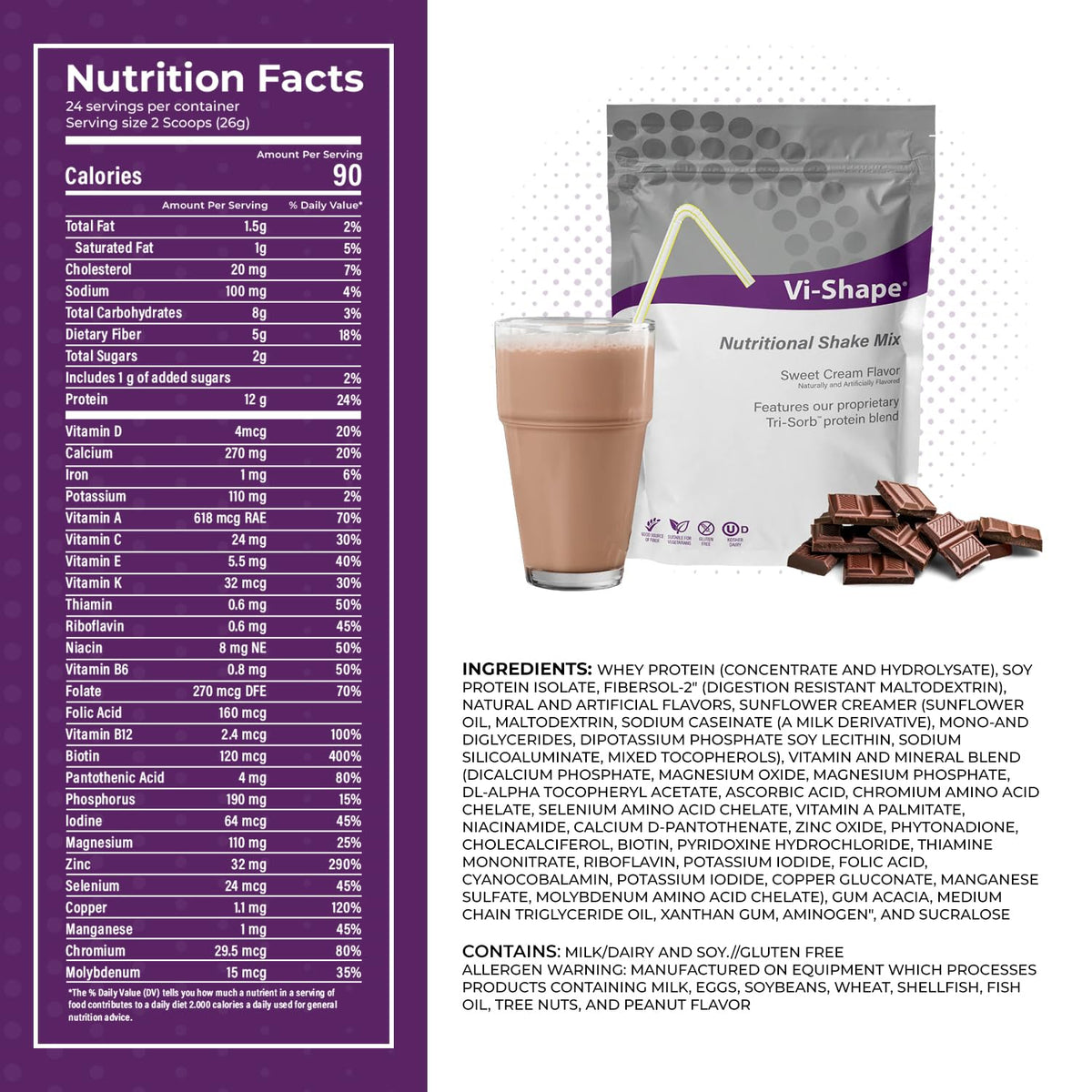 Vi Shape Chocolate Cardia + Vi-Shape - 1 Shake Pouch (24 Servings) + 1 Box Choc ...