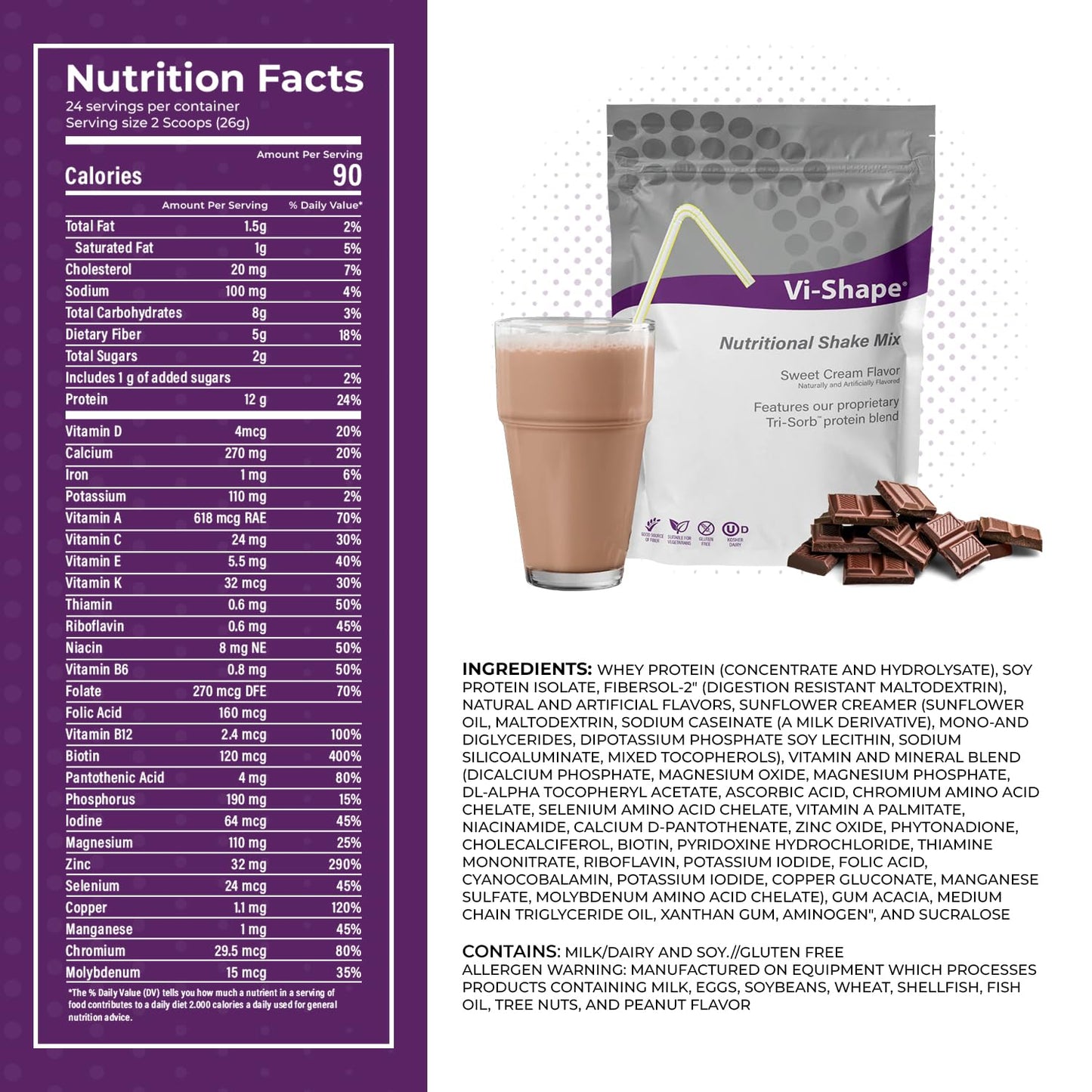 Chocolate Cardia + Vi-Shape - 1 Shake Pouch (24 Servings) + 1 Box Chocolate Mix-In (15 Servings) Delicious Chocolate Goodness  Formerly Known as Visalus