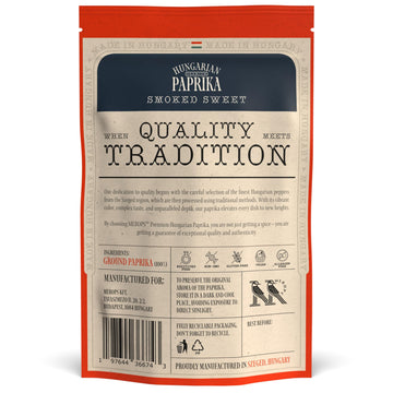 MEROPS Premium Smoked Sweet Hungarian Paprika Powder - Non-GMO, Deep Red Color - 4 oz Resealable Bag
