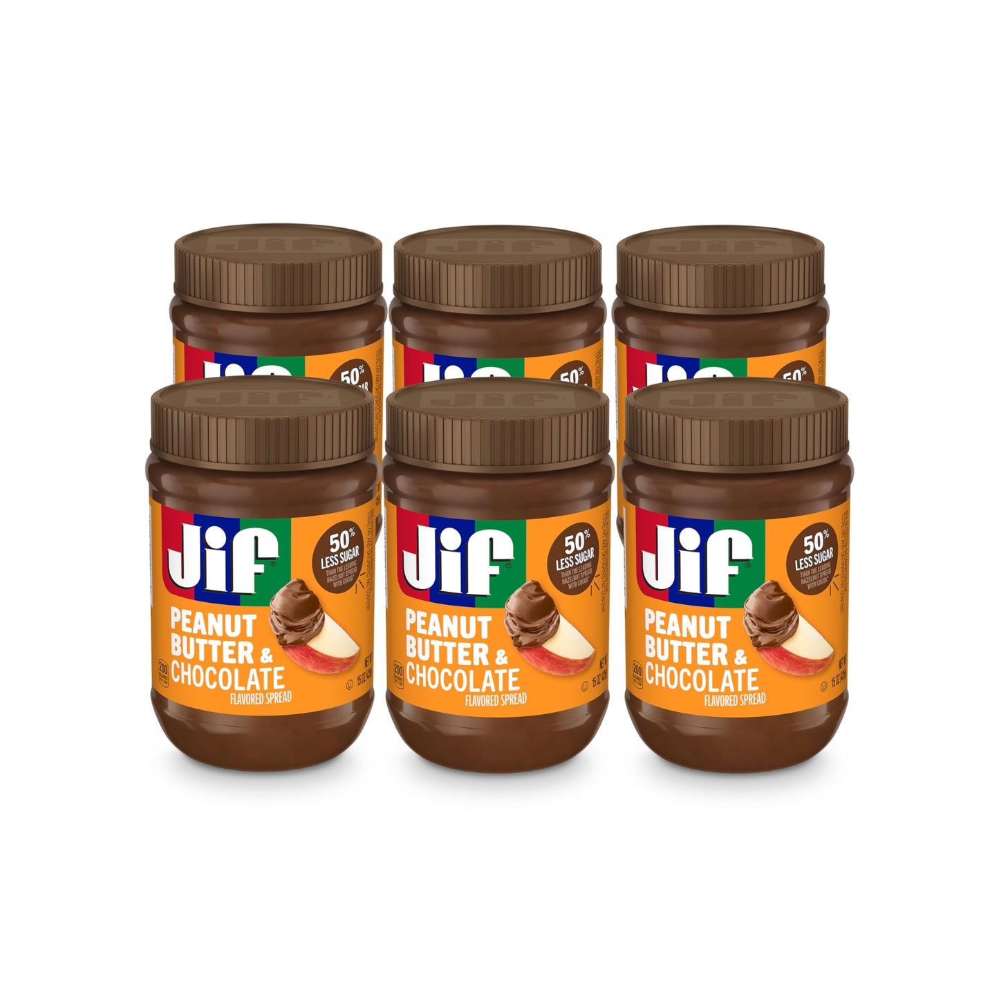 Jif Peanut Butter & Chocolate Flavored Spread, 15 Oz Jar, 6 Count Case