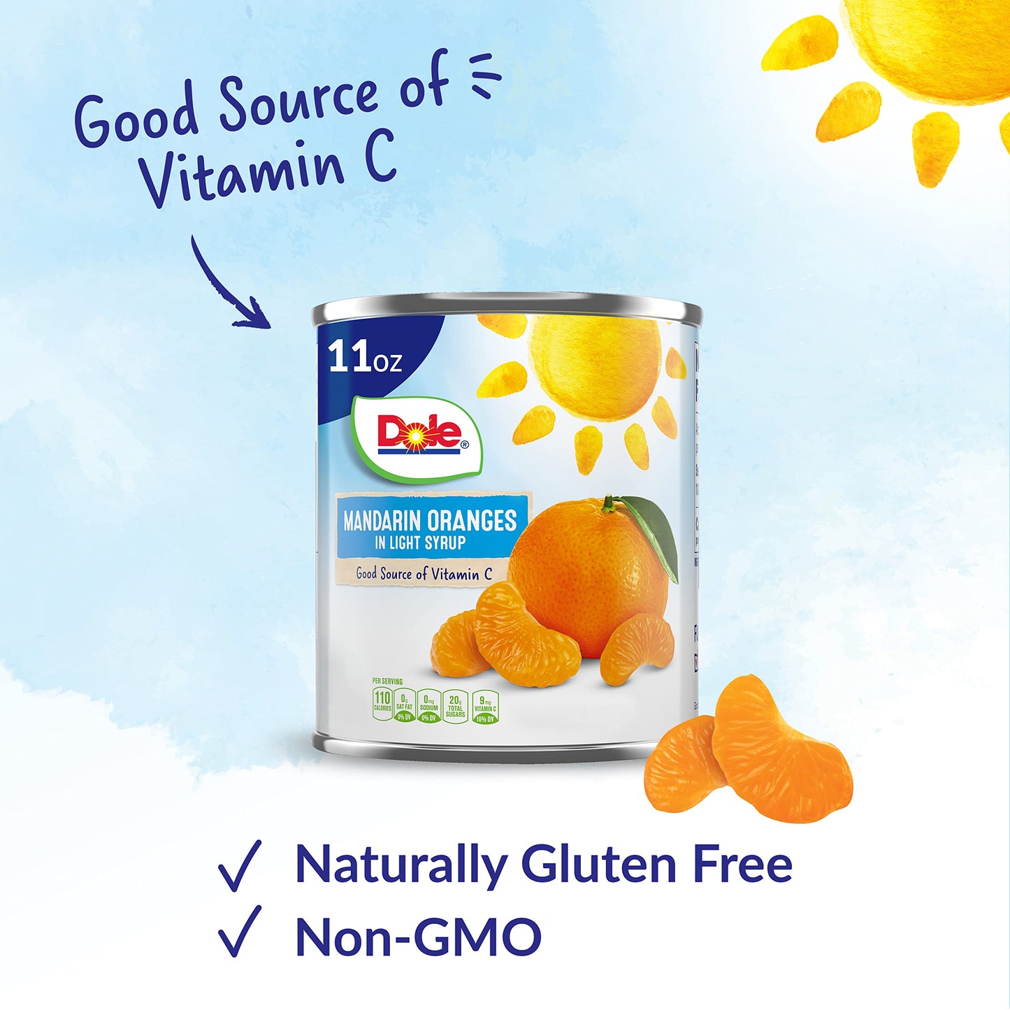 Dole Mandarin Oranges in Light Syrup - Dole Canned Fruit - Rich Source of Vitamin C - 11 oz Cans - 12 Pack