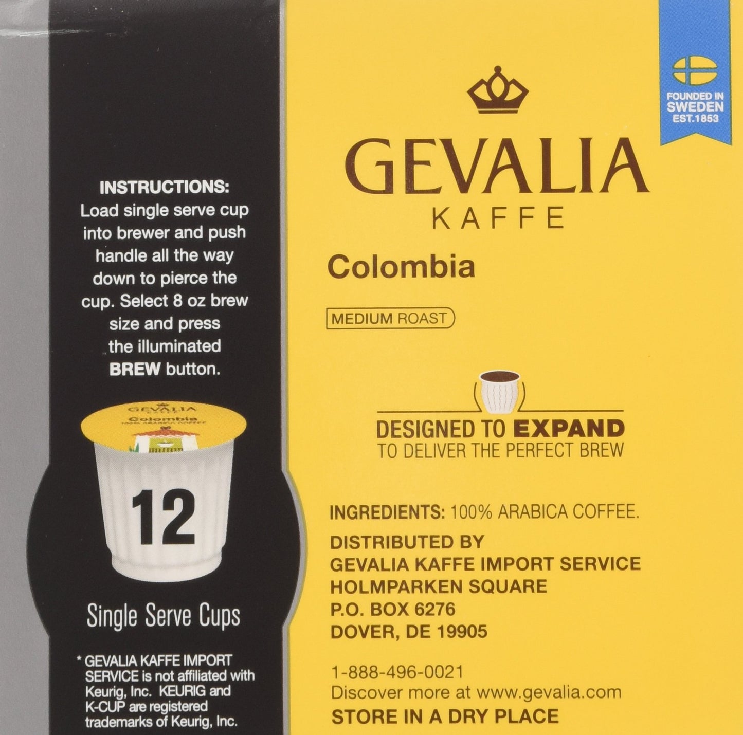 Gevalia Colombia K-Cups,12-Count Box, (Pack Of 3) [Retail Packaging]