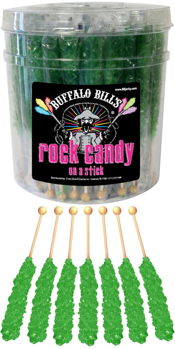 Buffalo Bills Apple (Dark Green) Rock Candy On A Stick (36-ct tub rock candy crystal sticks)