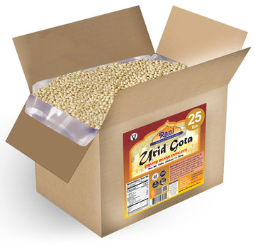 Rani Urid/Urad Gota White (Matpe Beans Skinless) Indian Lentils 400oz (25lbs) 11.36kg Bulk Box ~ All Natural | Gluten Friendly |