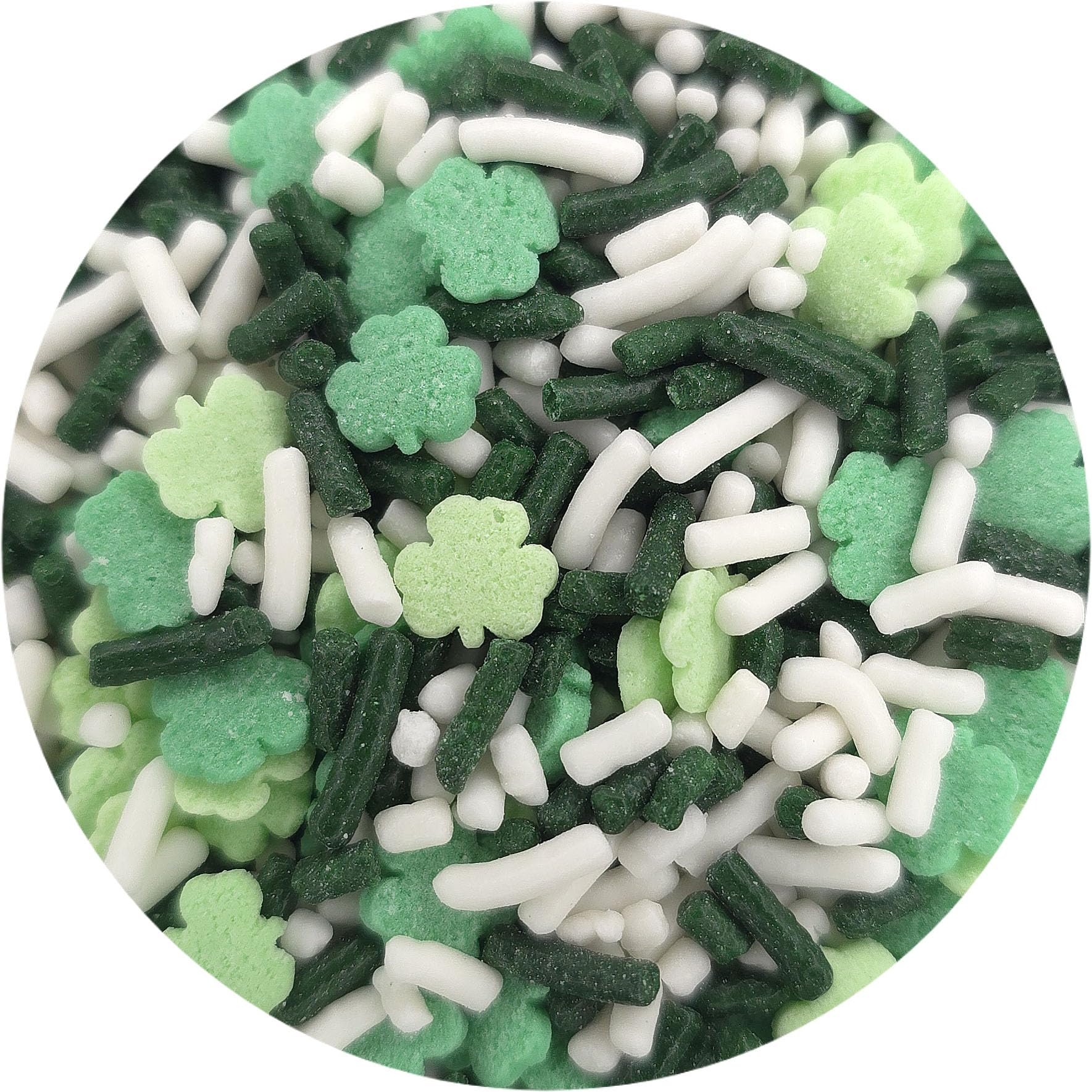 NCS St. Patricks Day Mix White and Green Jimmies with Green Clover Edible Sprinkles - 8 ounces - Great for Cupcakes, Cookies, Ca