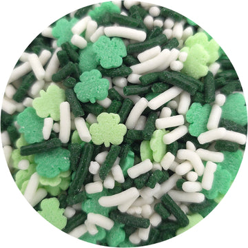 NCS St. Patricks Day Mix White and Green Jimmies with Green Clover Edible Sprinkles - 8 ounces - Great for Cupcakes, Cookies, Ca