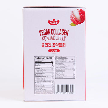DELIEF Vegan Collagen Konjac Jelly (Lychee Flavor) 120g x 10 Packs - Low-Calorie Fruit Gel Snack, Gluten-Free, Plant-Based, 7 kc