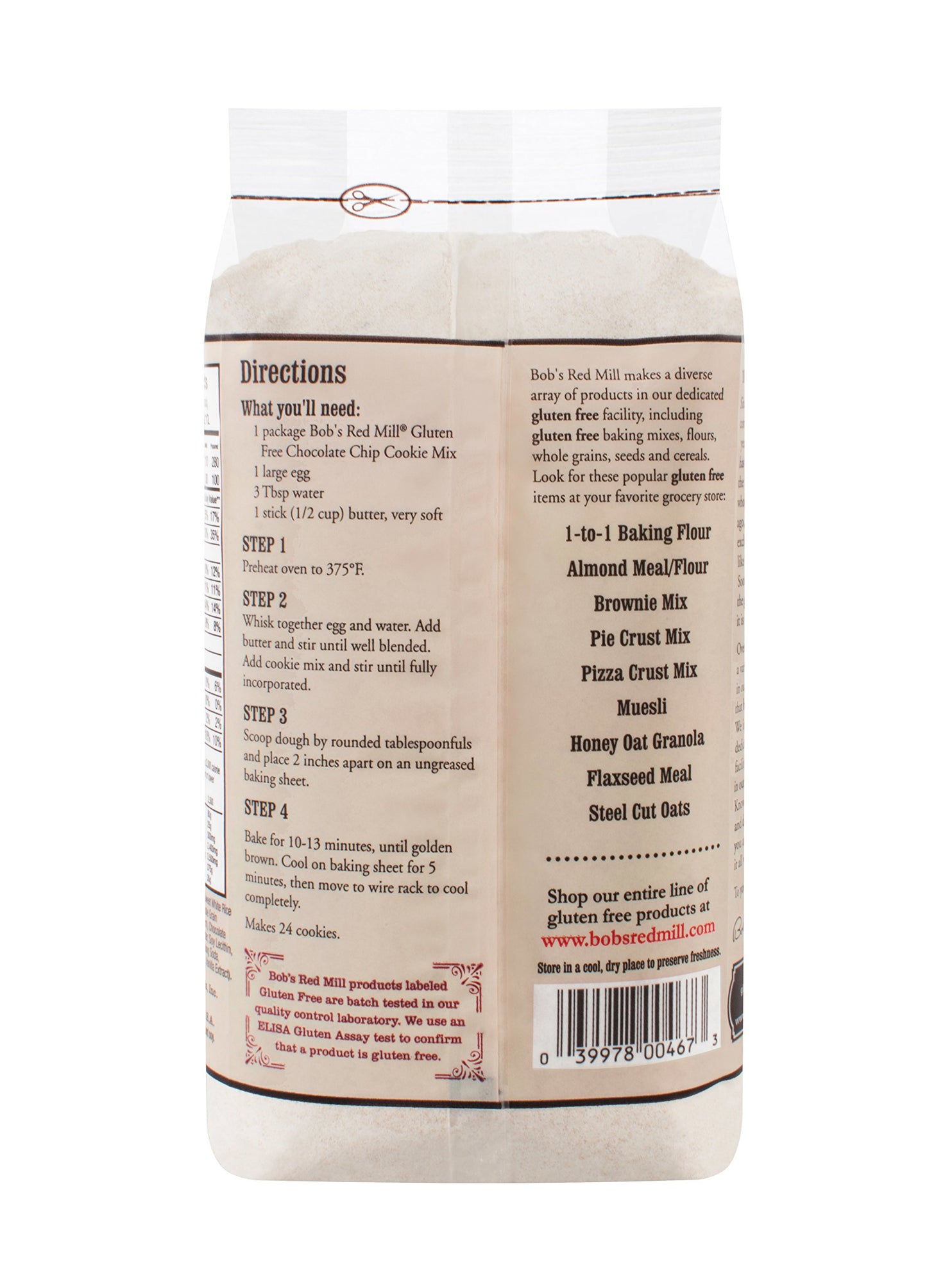 Bobs Red Mill Gluten Free Chocolate Chip Cookie Mix, 22 Oz, Pack of 4