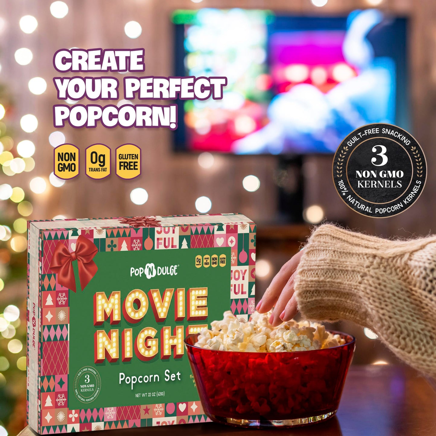 Movie Night Gift Baskets Popcorn Gifts For Christmas Holiday Gift Christmas Gift Sets, 5 Gourmet Popcorn Kernels And 5 Popcorn F