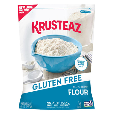 Krusteaz Gluten Free All-Purpose Flour, No Artificial Flavors, Colors, Or Preservatives, 32 Oz Boxes (Pack Of 8)