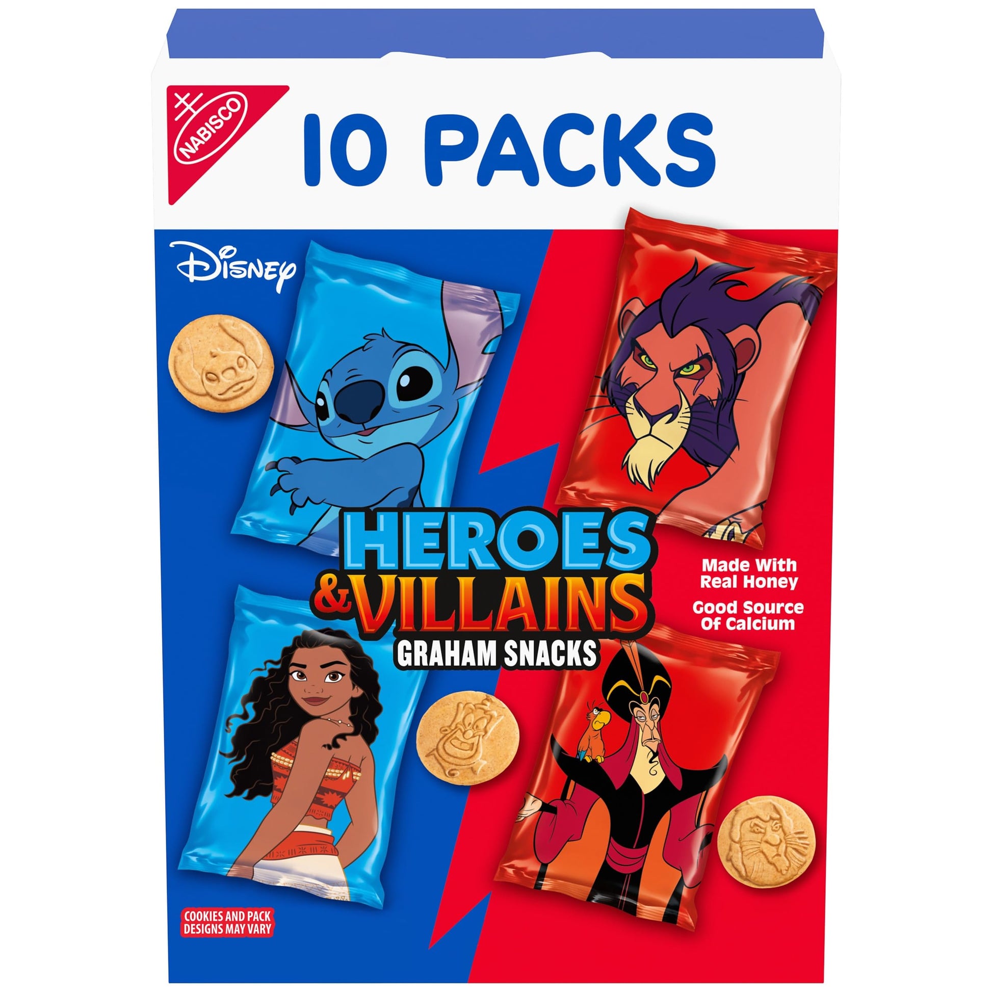 Disney Heroes and Villains Graham Snacks, Custom Cookies Variety Pack, 10-1 oz Kids Snack Packs