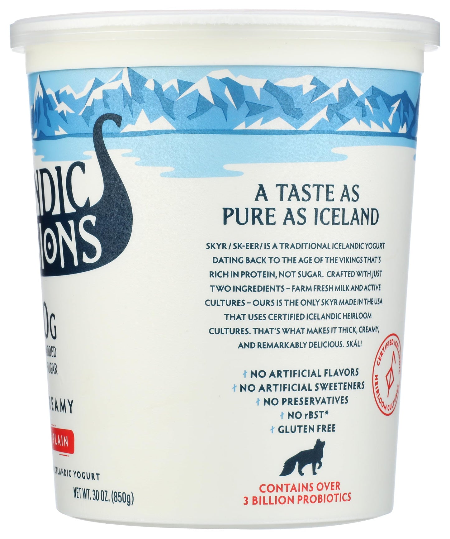 Icelandic Provisions 30 oz Traditional Skyr Yogurt, Whole Milk