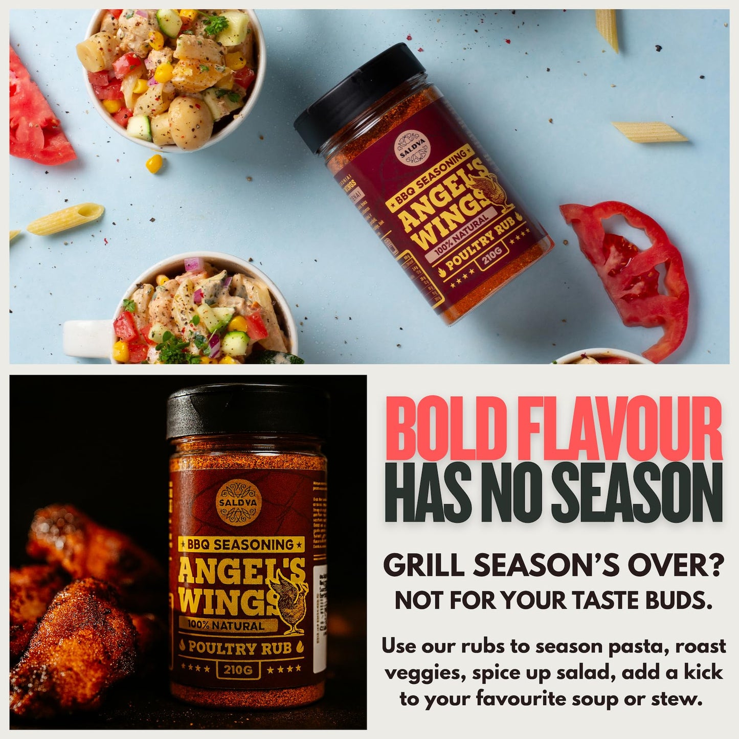 Angels Wings BBQ Chicken Rub - 100% Natural Aromatic Wings Seasoning - Perfect Blend Of Spices For Amazing Chicken BBQ And Gril