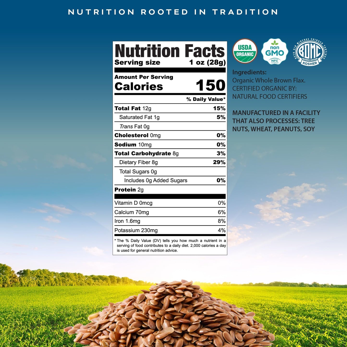 CROP BY POP - Organic Brown Flax Seeds - Raw, Whole, Non-GMO, High Fiber & Omega-3 - (16oz - 2 LB) Perfect for Smoothies, Baking