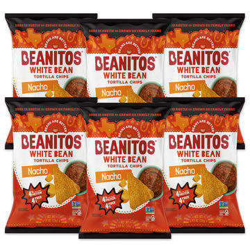 Beanitos White Bean Chips - Nacho Nation - (6 Pack) 4.5 oz Bag - White Bean Tortilla Chips - Vegetarian Snack with Good Source o