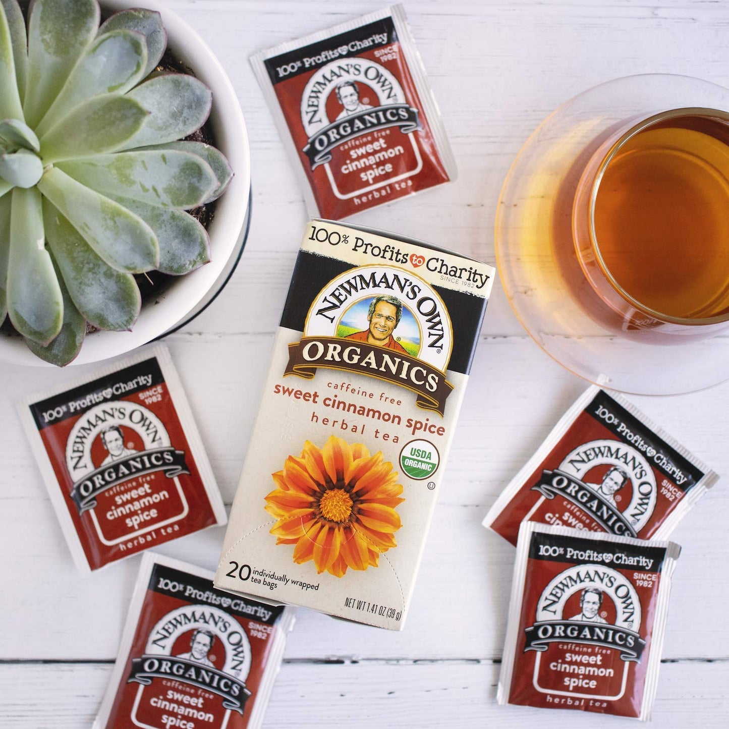 Newman s Own Organics Sweet Cinnamon Spice Herbal Tea, USDA Certified Organic and Kosher, Invigorating & Aromatic Herbal Tea Bl
