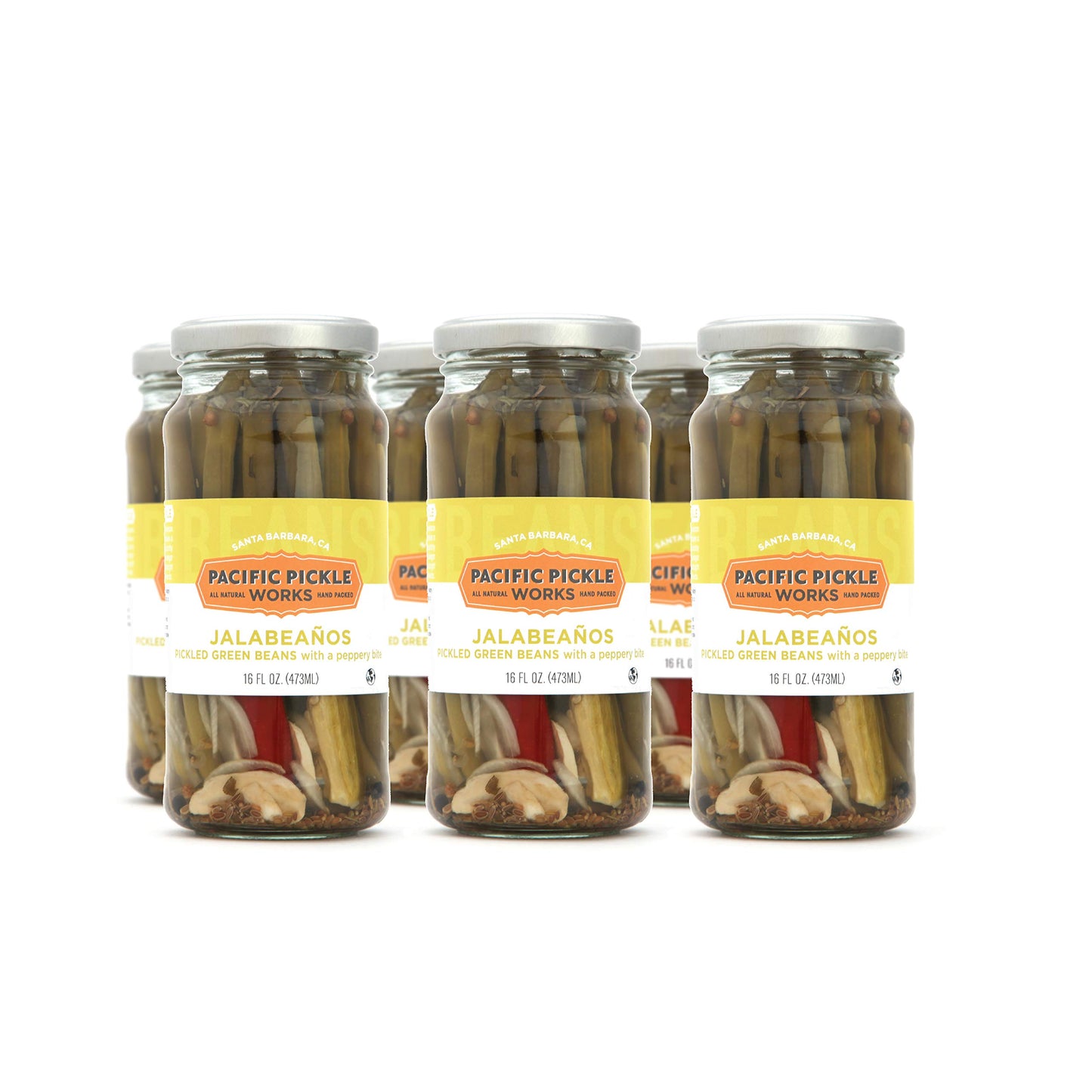 Jalabeaos - Pickled Green Beans with Jalapeo and Garlic - Spicy Dill Pickle Beans for Cocktails, Snacking - non-GMO, Kosher, Glu