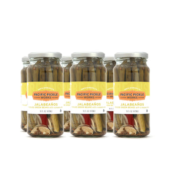 Jalabeaos - Pickled Green Beans with Jalapeo and Garlic - Spicy Dill Pickle Beans for Cocktails, Snacking - non-GMO, Kosher, Glu
