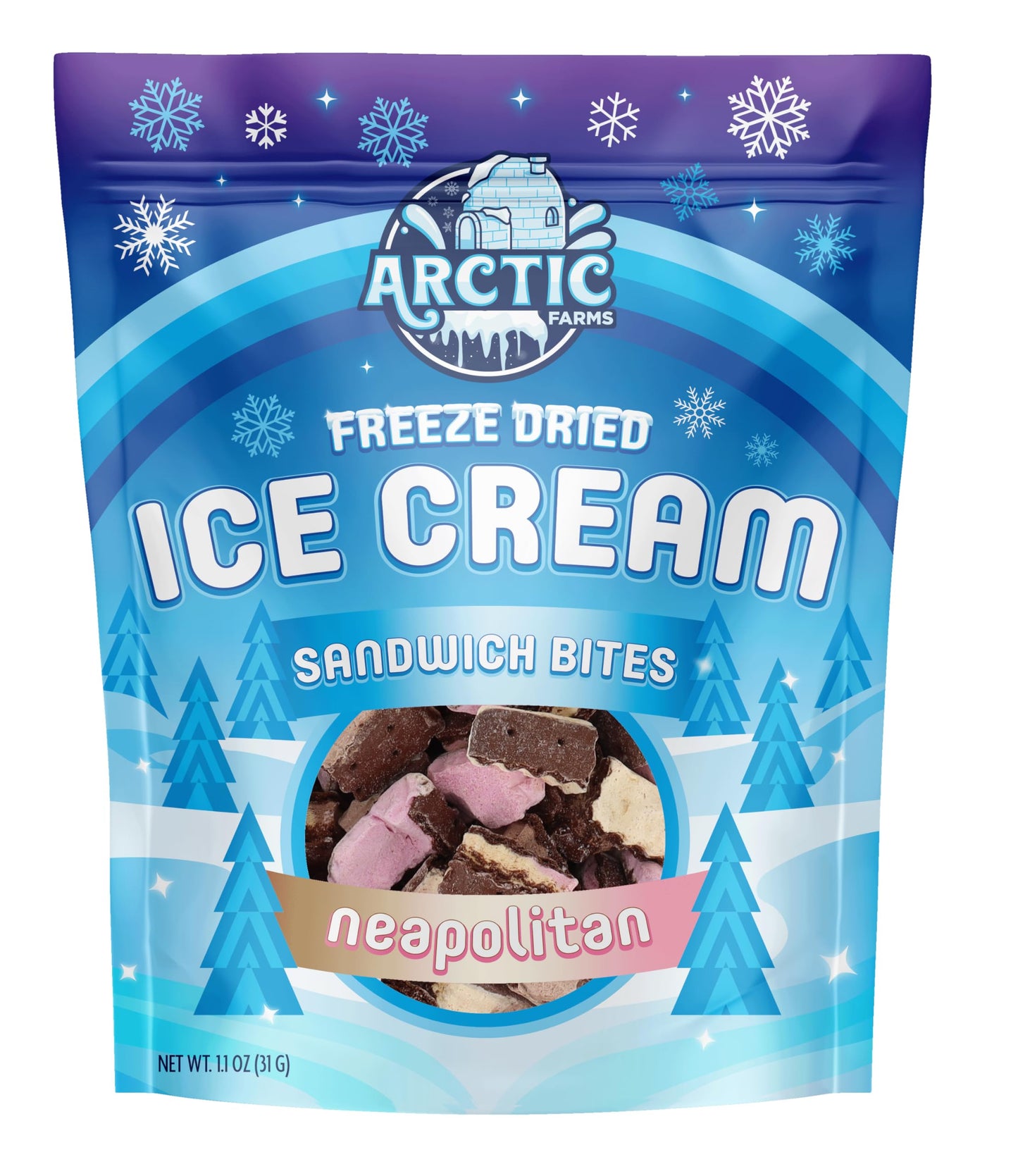Arctic Farms Freeze Dried Ice Cream Sandwich Bites - Does Not Melt (Neapolitan) (1.1Oz)
