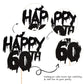 1 Pcs Halloween Theme Happy 60Th Birthday Cake Topper Glitter Cheers To 60 Years Bat Halloween Cake Pick For Halloween Happy 360