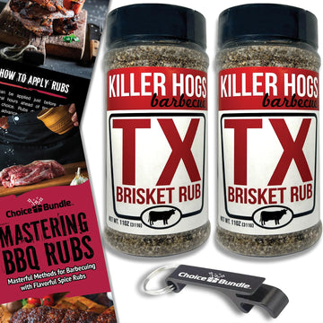 Choice Bundle Killer Hogs TX Brisket Rub, Texas Style BBQ Seasoning, 2 Pack, 22 oz Total