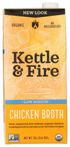 Kettle and Fire Organic Low Sodium Cooking Chicken Broth, USDA Organic, Gluten Free, Preservatives Free, 32 Ounce (Pack of 6)