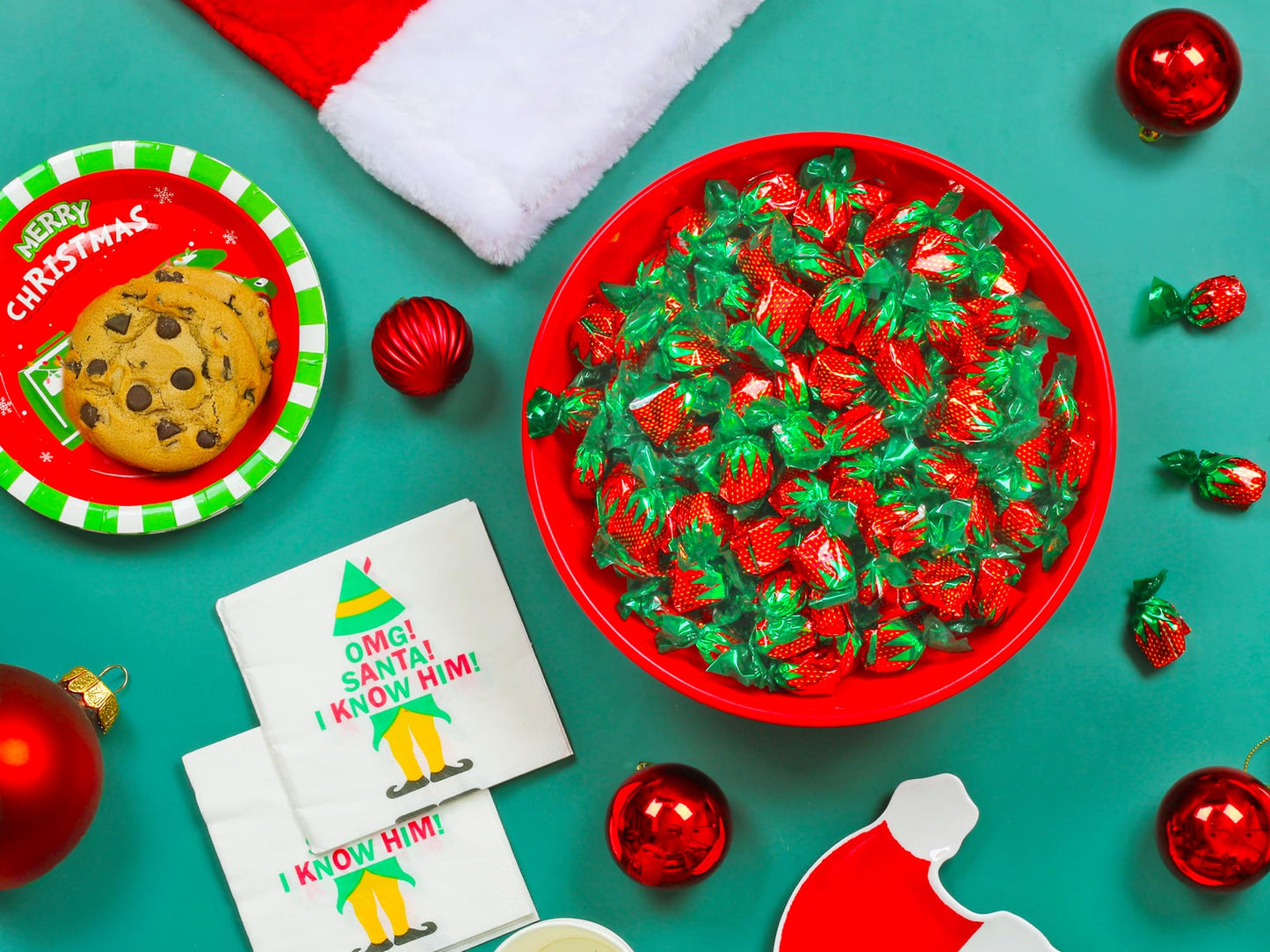 Strawberry Hard Candy - 5 Pounds - Strawberry Bon Bons - Strawberry Filled Hard Candies - Red and Green Candy - Classic Hard Can
