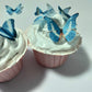 Edible Wafer Paper Butterfly Set 28 Blue Cake Decorations, Cupcake Topping