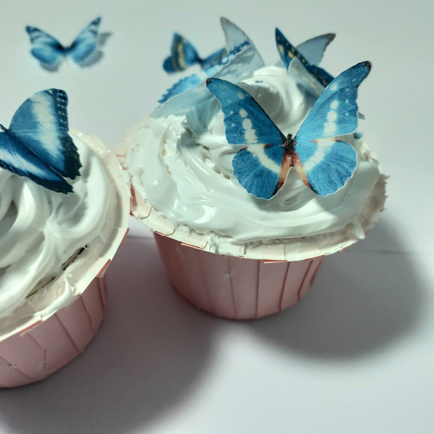Edible Wafer Paper Butterfly Set 28 Blue Cake Decorations, Cupcake Topping