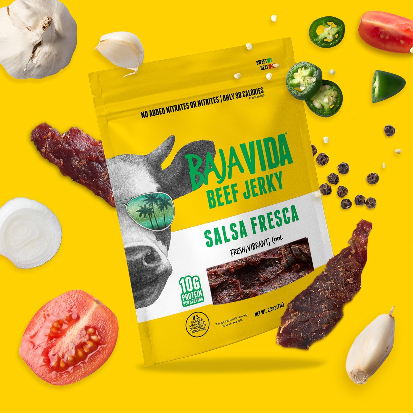 BAJA BEEF Baja Beef Jerky, 100% All Natural, Keto, Gluten Free, 10g Protein, 2.5 oz Bag (Pack of 4)