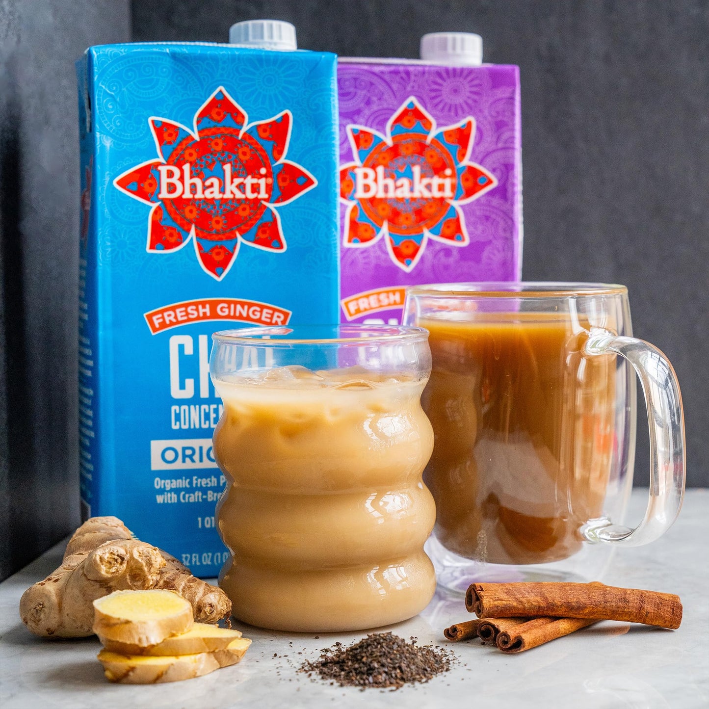 Bhakti Chai Fresh Ginger & Black Tea Concentrate, Original, Vegan, Organic, Fair Trade, Kosher, Gluten-Free, & All-Natural Clean