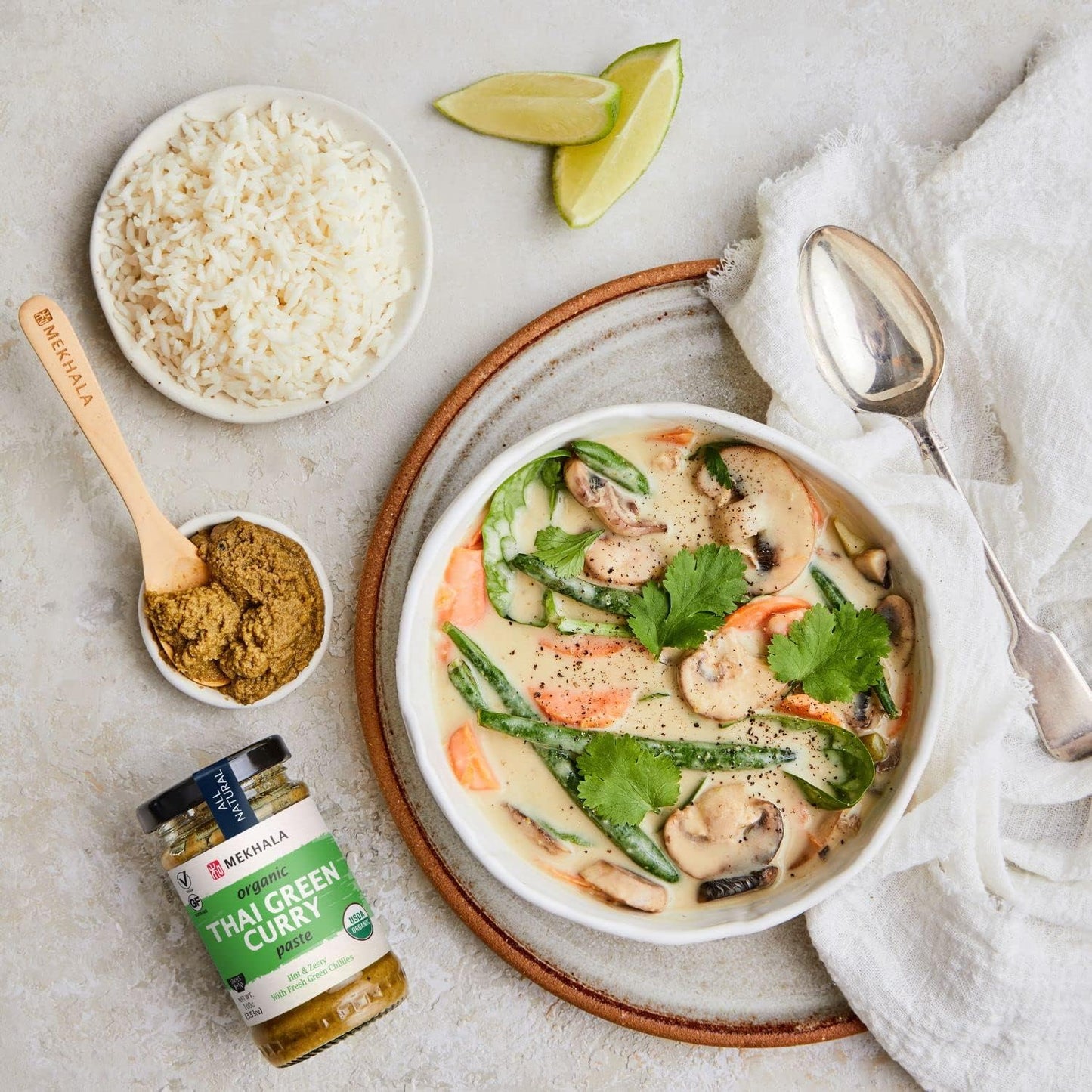 Mekhala Organic Thai Green Curry Paste. Vegan. Gluten-Free. Sugar Free. Versatile. Hot (6X3.53Oz)