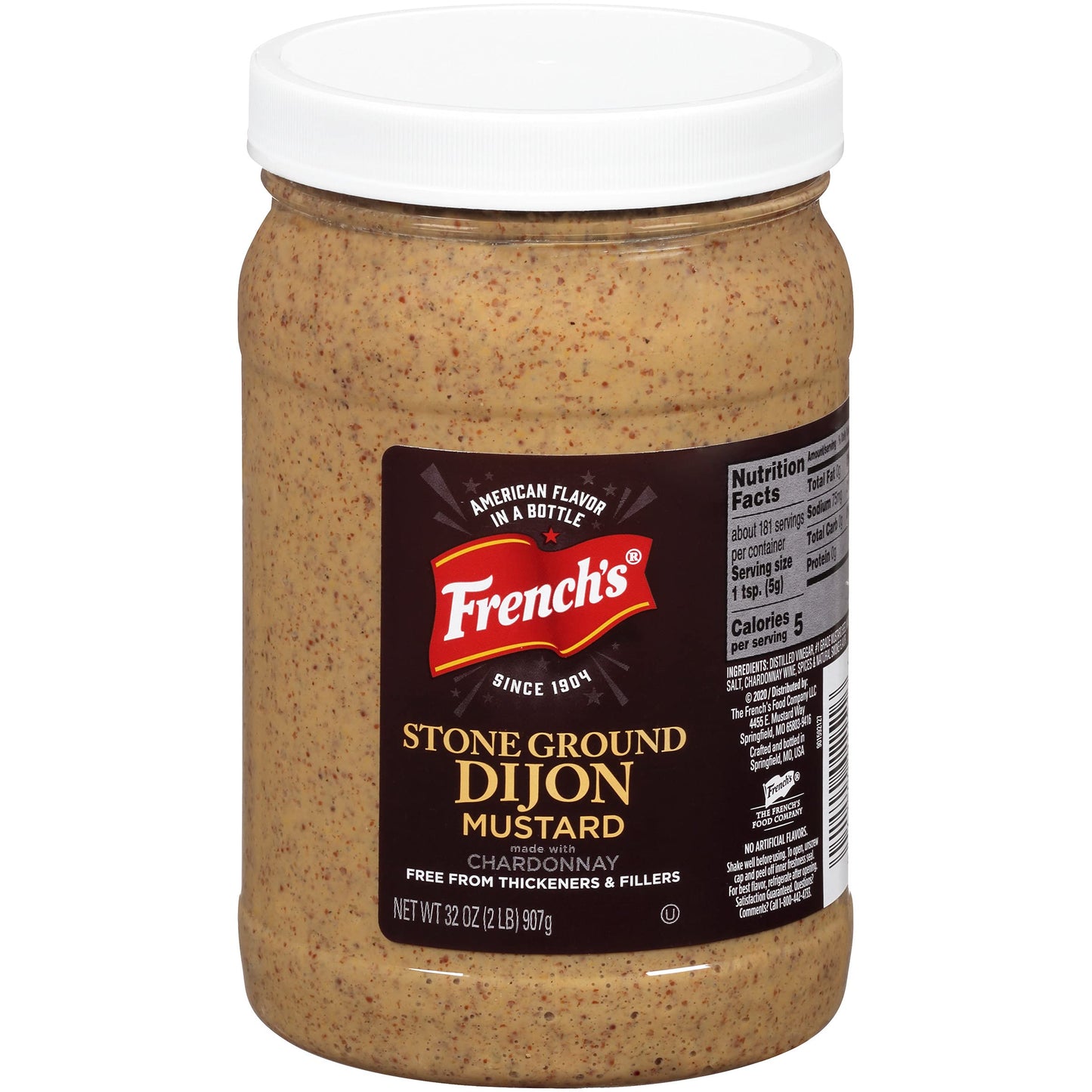 Frenchs Stone Ground Dijon Mustard, 32 oz - Made with Real Chardonnay, Perfect for Sandwiches and Sauces