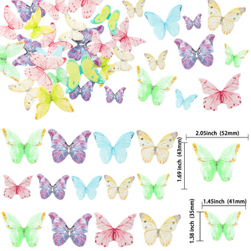 Ephlyn 40Pcs Edible Butterfly Cupcake Toppers 3D Butterfly Cake Picks Mixed Color Cake Decorations For Baby Shower Wedding Kids