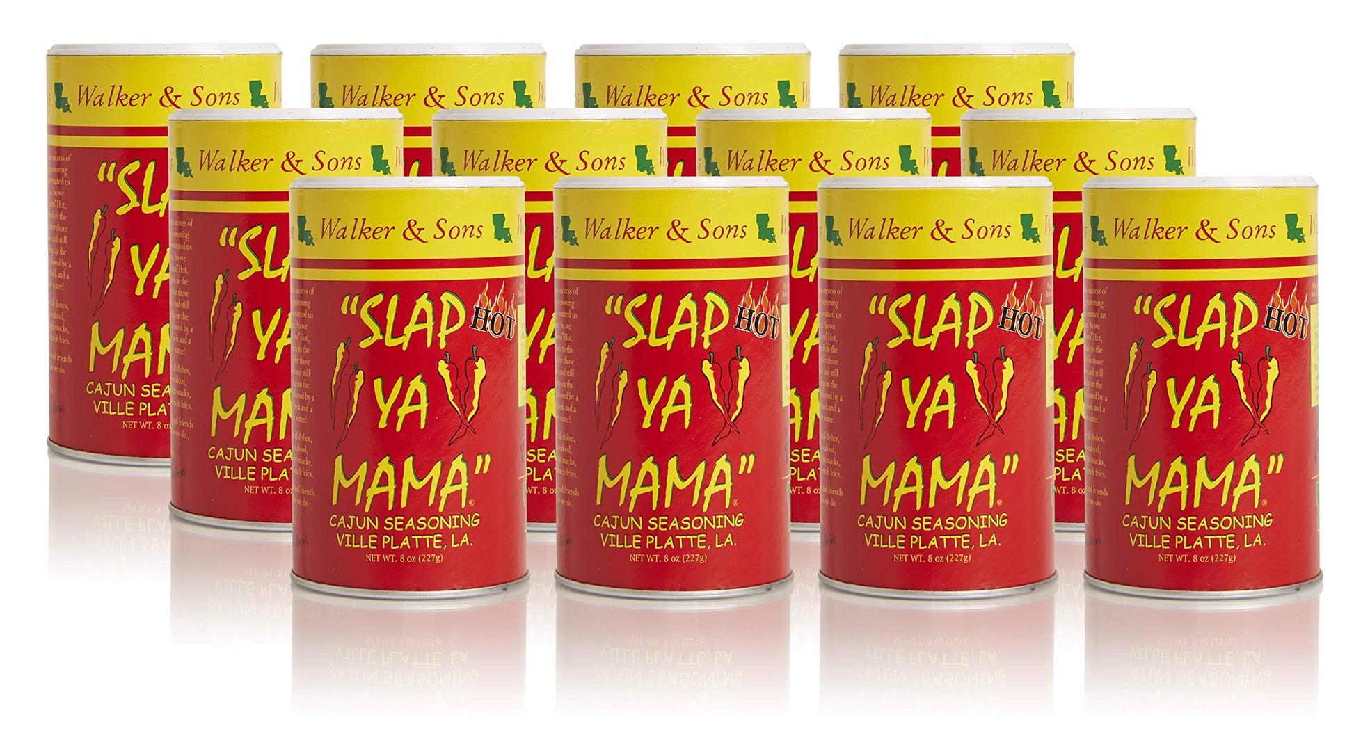 Slap Ya Mama Louisiana Style Cajun Seasoning, Hot Blend, MSG Free and Kosher, 8 Ounce Can, Pack of 12