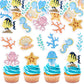 Ercadio Edible Ocean Animal Cupcake Toppers, 50 Pack, Birthday Party & Baby Shower Decorations, Yellow-50