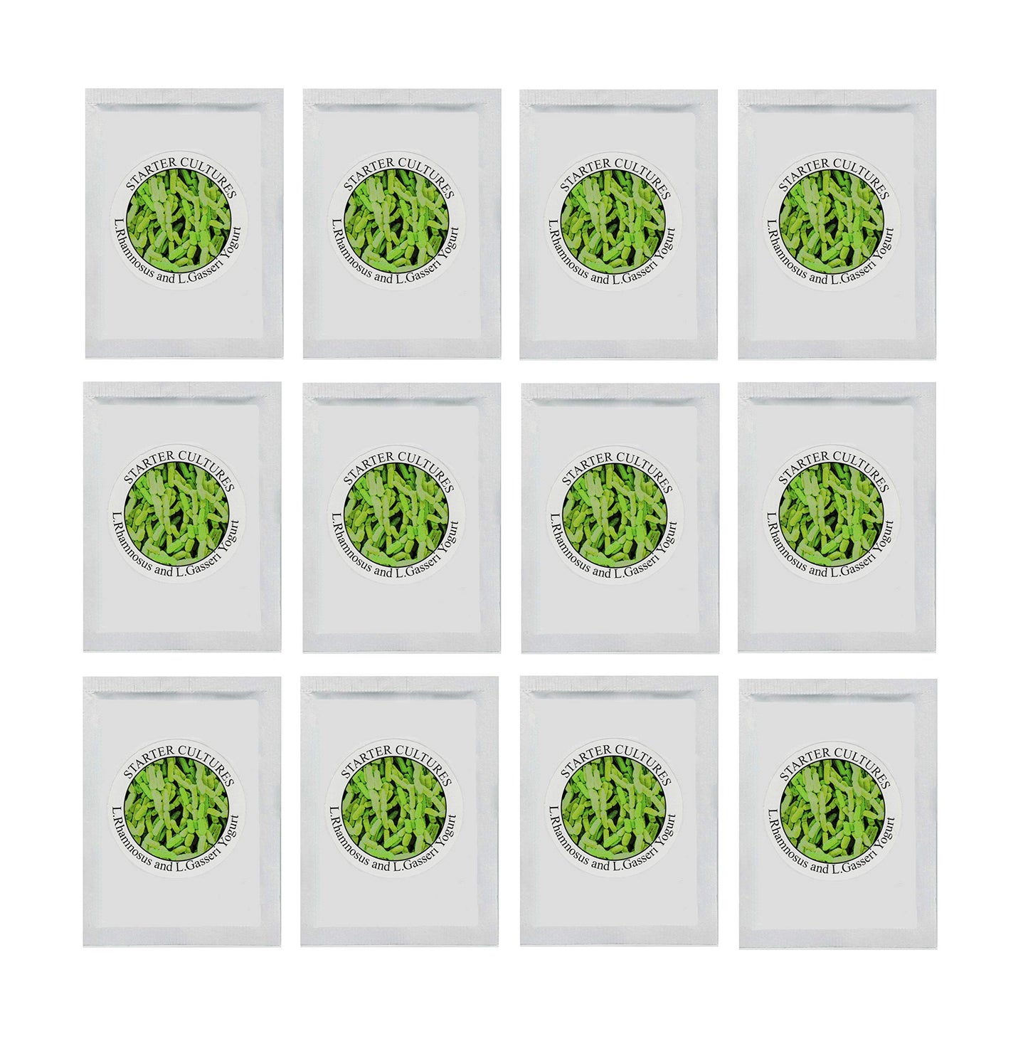 Natural Probiotic Selection Yogurt Starter Cultures - Pack of 12 Freeze-Dried Sachets for Lactobacillus Rhamnosus and L.Gasseri