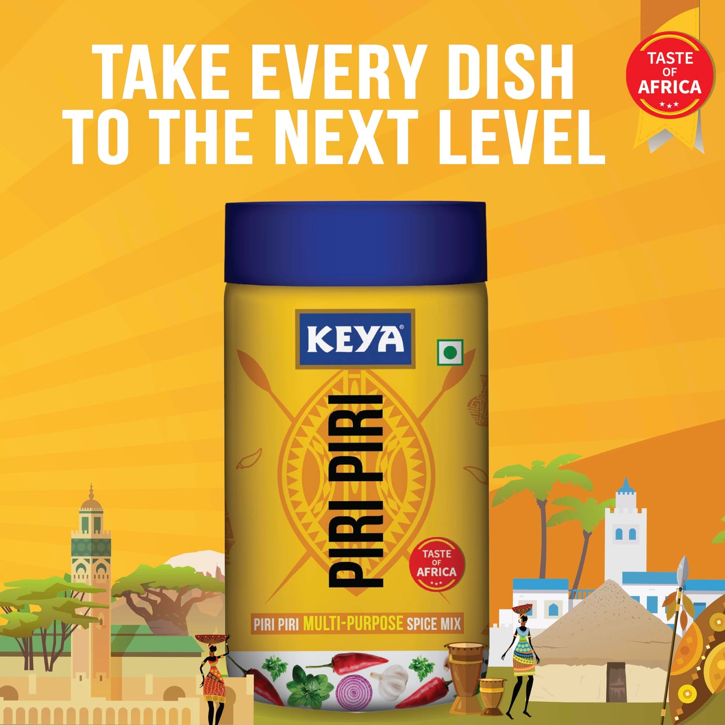Keya Piri Piri Seasoning 80 Grams (2.8 Oz) - Vegetarian India - Instant Multi Purpose Spice Mix